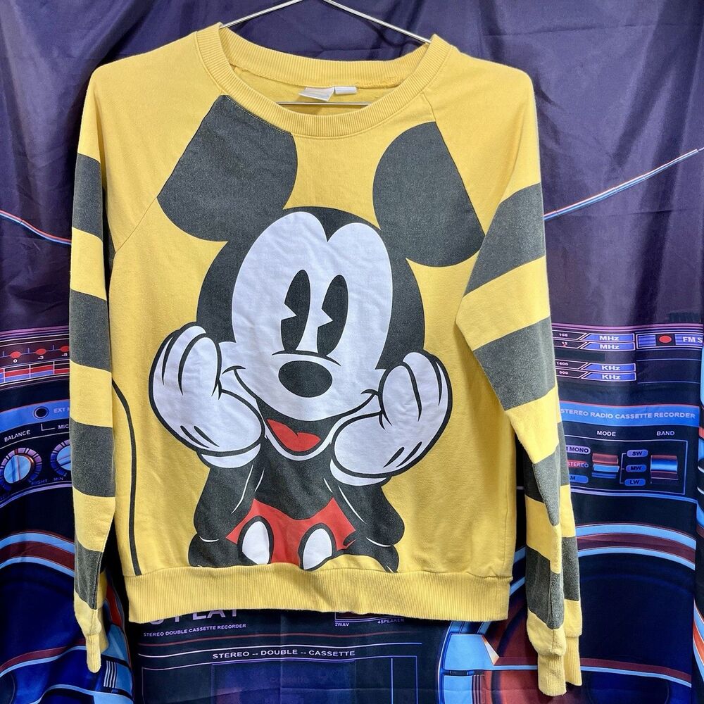 Disney MICKEY MOUSE Long-Sleeved Sweatshirt Women's M  - Yellow/Black